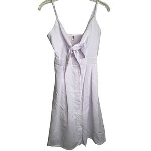 ECOWISH Women Summer White Tie Front V-Neck Dress Medium NEW